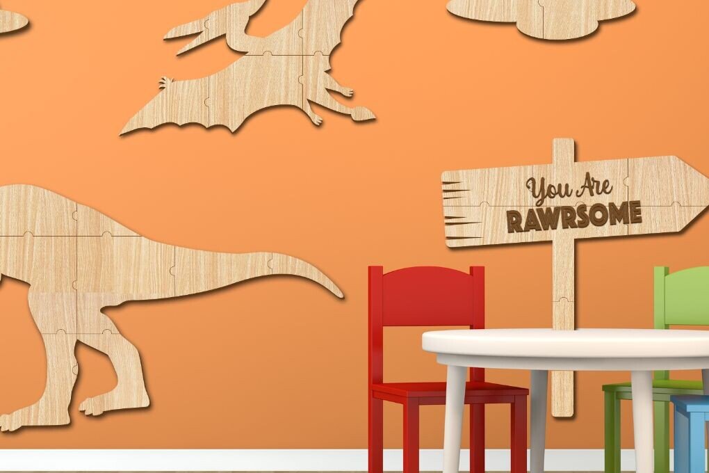 Intra απο ξύλο plywood  Χρώμα wenge 3mm-4mm πάχος - Διακόσμηση τοίχου Dinosaur Δίασταση 40x50 cm INTRAFABR-35155258