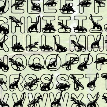 Intra απο ξύλο plywood  Χρώμα wenge 3mm-4mm πάχος - Δεινόσαυρος με ίχνη αλφαβήτου Δίασταση 30x20 cm INTRAFABR-35155467 - Image 4