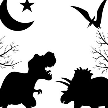 Intra απο ξύλο plywood  Χρώμα wenge 3mm-4mm πάχος - Δεινόσαυροι τη νύχτα Δίασταση 30x20 cm INTRAFABR-78988204 - Image 1