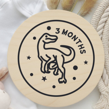 Intra απο ξύλο plywood  Χρώμα wenge 3mm-4mm πάχος - Dinosaurs Baby Monthly Milestone Δίασταση 20x20 cm INTRAFABR-119606758 - Image 1