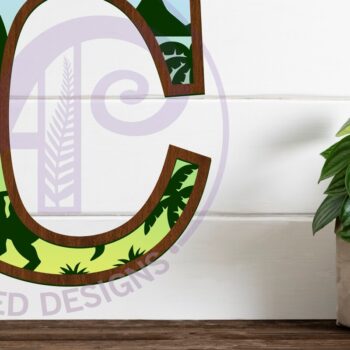 Intra απο ξύλο plywood  Χρώμα wenge 3mm-4mm πάχος - Dinosaurs Large C Wall Letter 3 Layer Δίασταση 30x20 cm INTRAFABR-80731604 - Image 1