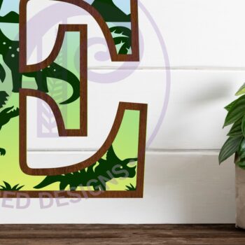 Intra απο ξύλο plywood  Χρώμα wenge 3mm-4mm πάχος - Dinosaurs Large E Wall Letter 3 Layer Δίασταση 30x20 cm INTRAFABR-103588311 - Image 1