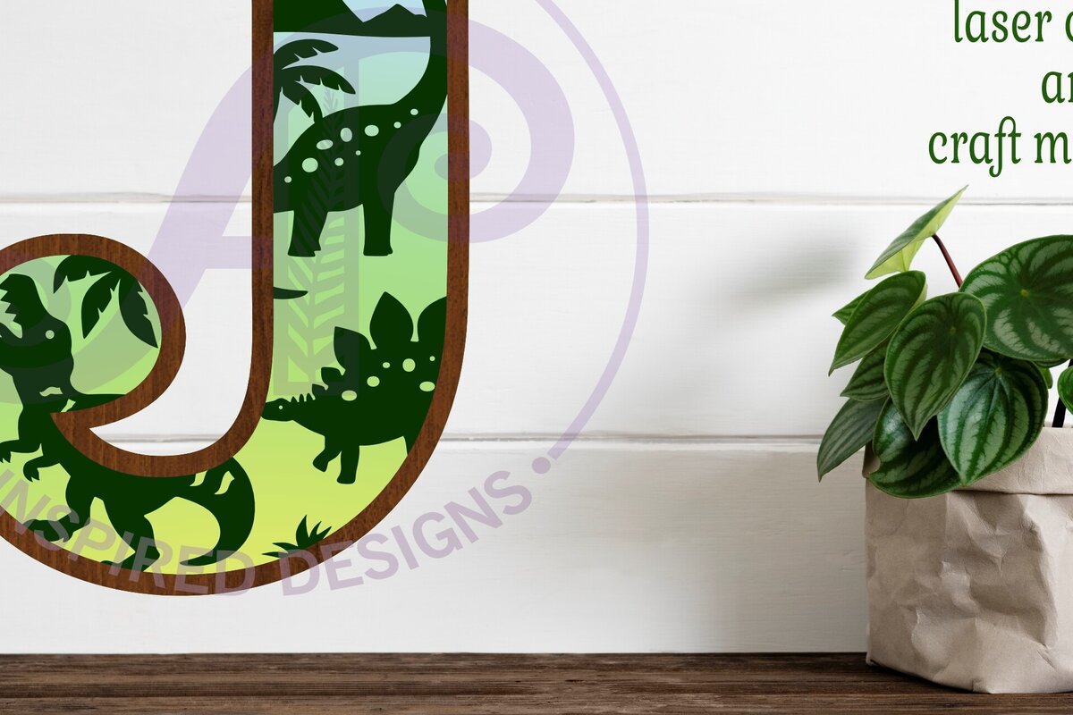 Intra απο ξύλο plywood  Χρώμα wenge 3mm-4mm πάχος - Dinosaurs Large J Wall Letter 3 Layer Δίασταση 30x20 cm INTRAFABR-69972633