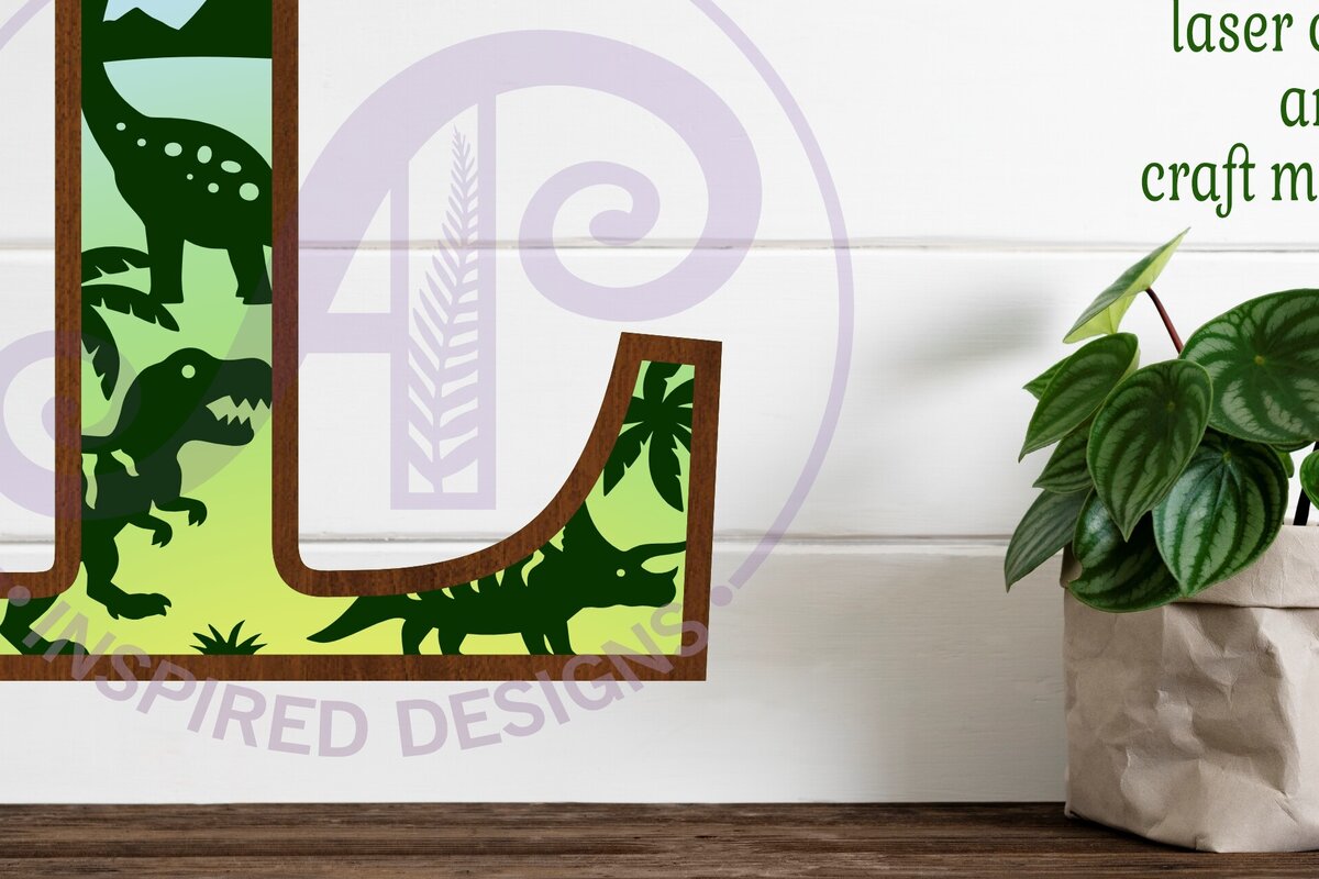 Intra απο ξύλο plywood  Χρώμα wenge 3mm-4mm πάχος - Dinosaurs Large L Wall Letter 3 Layer Δίασταση 30x20 cm INTRAFABR-65086464