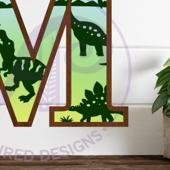 Intra απο ξύλο plywood  Χρώμα wenge 3mm-4mm πάχος - Dinosaurs Large M Wall Letter 3 Layer Δίασταση 30x20 cm INTRAFABR-60674735 - Image 1