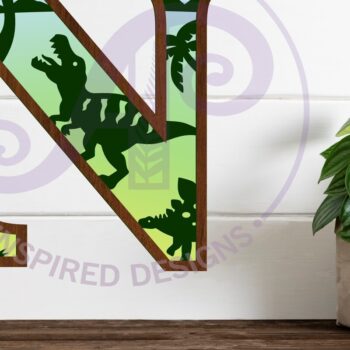 Intra απο ξύλο plywood  Χρώμα wenge 3mm-4mm πάχος - Dinosaurs Large N Wall Letter 3 Layer Δίασταση 30x20 cm INTRAFABR-120110892 - Image 1