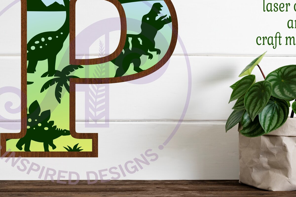 Intra απο ξύλο plywood  Χρώμα wenge 3mm-4mm πάχος - Dinosaurs Large P Wall Letter 3 Layer Δίασταση 30x20 cm INTRAFABR-25964424