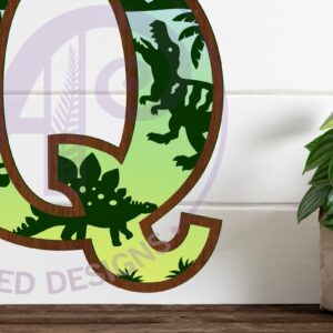 Intra απο ξύλο plywood  Χρώμα wenge 3mm-4mm πάχος - Dinosaurs Large Q Wall Letter 3 Layer Δίασταση 30x20 cm INTRAFABR-25964386