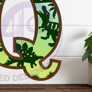 Intra απο ξύλο plywood  Χρώμα wenge 3mm-4mm πάχος - Dinosaurs Large Q Wall Letter 3 Layer Δίασταση 30x20 cm INTRAFABR-25964386 - Image 1