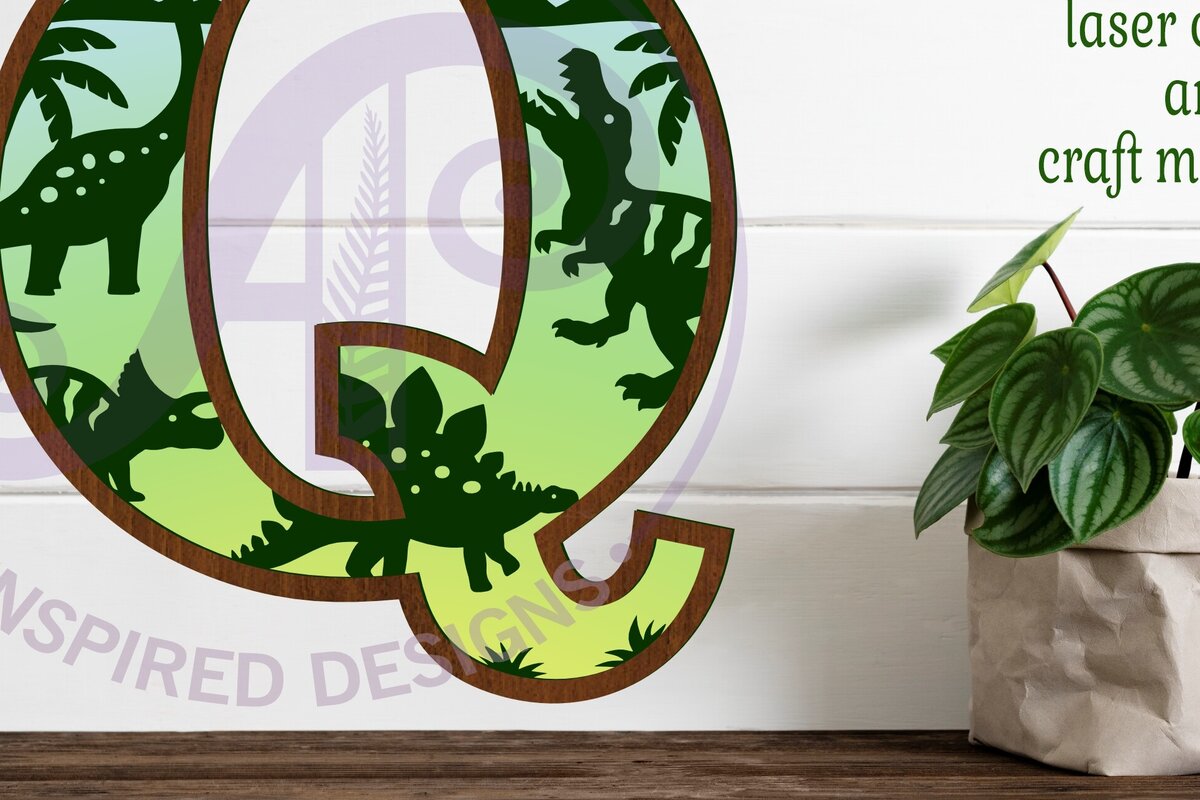 Intra απο ξύλο plywood  Χρώμα wenge 3mm-4mm πάχος - Dinosaurs Large Q Wall Letter 3 Layer Δίασταση 30x20 cm INTRAFABR-25964386