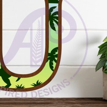 Intra απο ξύλο plywood  Χρώμα wenge 3mm-4mm πάχος - Dinosaurs Large U Wall Letter 3 Layer Δίασταση 30x20 cm INTRAFABR-65391406 - Image 1