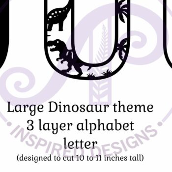 Intra απο ξύλο plywood  Χρώμα wenge 3mm-4mm πάχος - Dinosaurs Large U Wall Letter 3 Layer Δίασταση 30x20 cm INTRAFABR-65391406 - Image 2