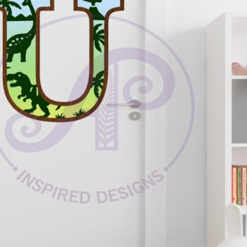 Intra απο ξύλο plywood  Χρώμα wenge 3mm-4mm πάχος - Dinosaurs Large U Wall Letter 3 Layer Δίασταση 30x20 cm INTRAFABR-65391406 - Image 3