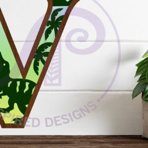 Intra απο ξύλο plywood  Χρώμα wenge 3mm-4mm πάχος - Dinosaurs Large V Wall Letter 3 Layer Δίασταση 30x20 cm INTRAFABR-77701866