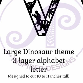 Intra απο ξύλο plywood  Χρώμα wenge 3mm-4mm πάχος - Dinosaurs Large V Wall Letter 3 Layer Δίασταση 30x20 cm INTRAFABR-77701866 - Image 2
