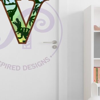 Intra απο ξύλο plywood  Χρώμα wenge 3mm-4mm πάχος - Dinosaurs Large V Wall Letter 3 Layer Δίασταση 30x20 cm INTRAFABR-77701866 - Image 3