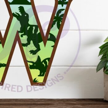 Intra απο ξύλο plywood  Χρώμα wenge 3mm-4mm πάχος - Dinosaurs Large W Wall Letter 3 Layer Δίασταση 30x20 cm INTRAFABR-78460468 - Image 1