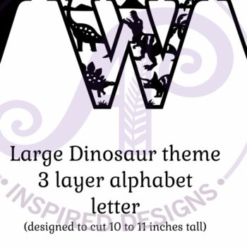 Intra απο ξύλο plywood  Χρώμα wenge 3mm-4mm πάχος - Dinosaurs Large W Wall Letter 3 Layer Δίασταση 30x20 cm INTRAFABR-78460468 - Image 2