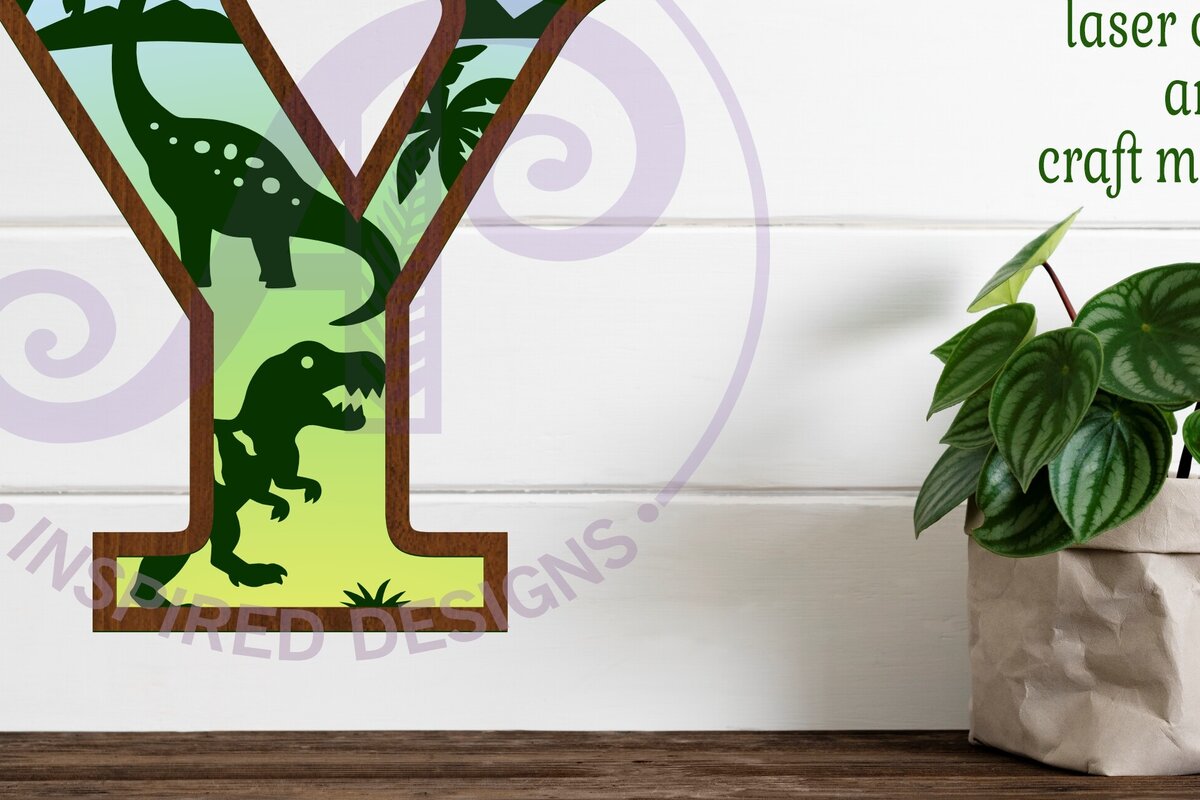 Intra απο ξύλο plywood  Χρώμα wenge 3mm-4mm πάχος - Dinosaurs Large Y Wall Letter 3 Layer Δίασταση 30x20 cm INTRAFABR-25964348