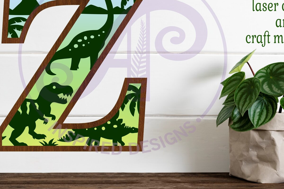 Intra απο ξύλο plywood  Χρώμα wenge 3mm-4mm πάχος - Dinosaurs Large Z Wall Letter 3 Layer Δίασταση 30x20 cm INTRAFABR-70518767