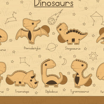 Intra απο ξύλο plywood  Χρώμα wenge 3mm-4mm πάχος - Εκπαιδευτικός πίνακας παζλ Δεινοσαύρων Δίασταση 40x50 cm INTRAFABR-77680221 - Image 3