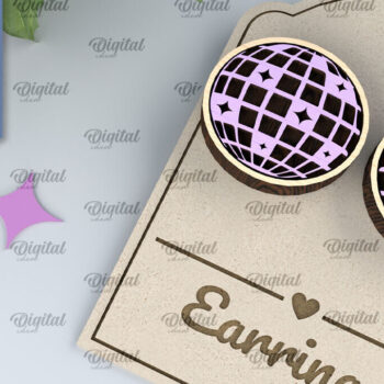 Intra απο ξύλο plywood Χρώμα wenge 3mm-4mm πάχος - Disco Ball Σκουλαρίκια με λέιζερ Δίασταση 3x3 cm INTRAFABR-84108408 - Image 1