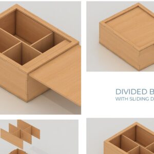 Intra απο ξύλο plywood  Χρώμα wenge 3mm-4mm πάχος - Διαιρεμένο κουτί με συρόμενη πόρτα, Δίασταση 30x20 cm INTRAFABR-111446431