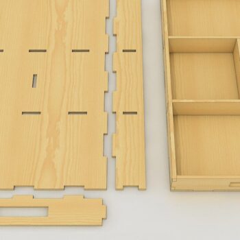 Intra απο ξύλο plywood  Χρώμα wenge 3mm-4mm πάχος - Δίσκος σερβιρίσματος χωρισμένος, επίπεδος ξύλο, κομμένος με λέιζερ Δίασταση 20x20 cm INTRAFABR-62908953 - Image 2