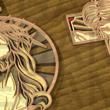 Intra απο ξύλο plywood  Χρώμα wenge 3mm-4mm πάχος - Σετ Divine Jesus – Layered Grace Δίασταση 40x50 cm INTRAFABR-112154424 - Image 2