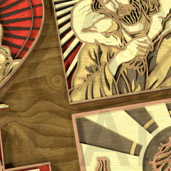 Intra απο ξύλο plywood  Χρώμα wenge 3mm-4mm πάχος - Σετ Divine Jesus – Layered Grace Δίασταση 40x50 cm INTRAFABR-112154424 - Image 4