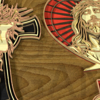 Intra απο ξύλο plywood  Χρώμα wenge 3mm-4mm πάχος - Σετ Divine Jesus – Layered Grace Δίασταση 40x50 cm INTRAFABR-112154424 - Image 5