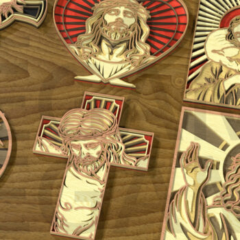 Intra απο ξύλο plywood  Χρώμα wenge 3mm-4mm πάχος - Σετ Divine Jesus – Layered Grace Δίασταση 40x50 cm INTRAFABR-112154424 - Image 6