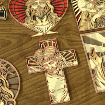 Intra απο ξύλο plywood  Χρώμα wenge 3mm-4mm πάχος - Σετ Divine Jesus – Layered Grace Δίασταση 40x50 cm INTRAFABR-112154424 - Image 7