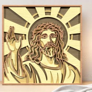 Intra απο ξύλο plywood  Χρώμα wenge 3mm-4mm πάχος - Σετ Divine Jesus – Layered Grace Δίασταση 40x50 cm INTRAFABR-112154424 - Image 9