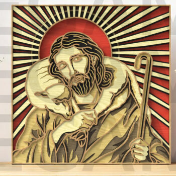 Intra απο ξύλο plywood  Χρώμα wenge 3mm-4mm πάχος - Σετ Divine Jesus – Layered Grace Δίασταση 40x50 cm INTRAFABR-112154424 - Image 16