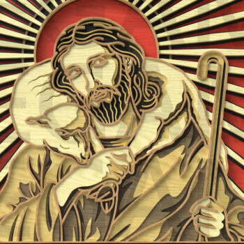 Intra απο ξύλο plywood  Χρώμα wenge 3mm-4mm πάχος - Σετ Divine Jesus – Layered Grace Δίασταση 40x50 cm INTRAFABR-112154424 - Image 17