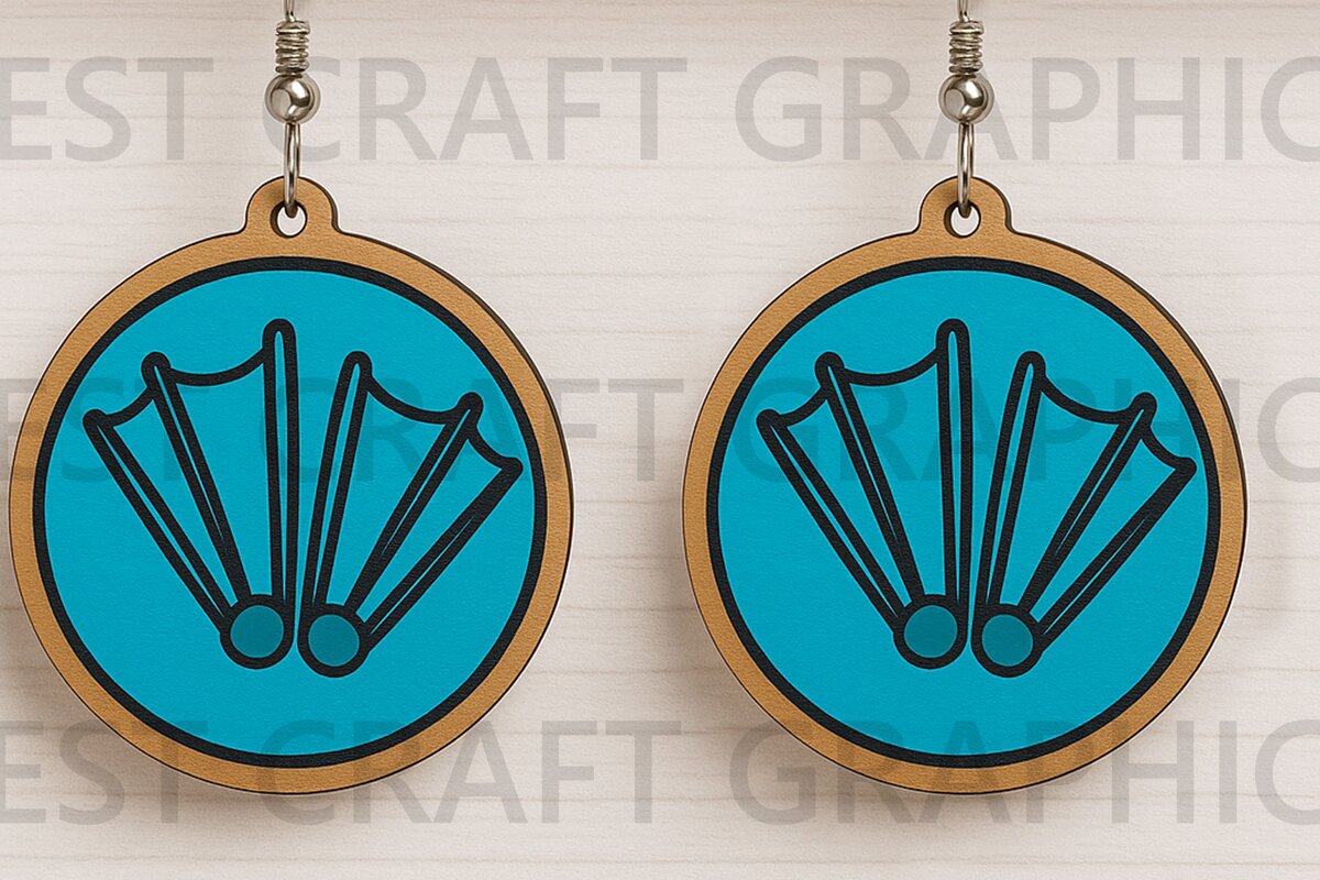 Intra απο ξύλο plywood  Χρώμα wenge 3mm-4mm πάχος - Πτερύγια κατάδυσης Σκουλαρίκια κοπής με λέιζερ Δίασταση 3x3 cm INTRAFABR-119540178