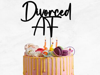 Intra απο ξύλο plywood  Χρώμα wenge 3mm-4mm πάχος - Divorced BY Cake Topper Δίασταση 20x20 cm INTRAFABR-28365482 - Image 1