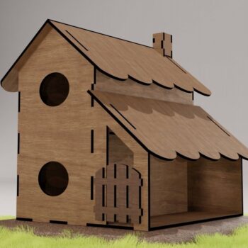 Intra απο ξύλο plywood  Χρώμα wenge 3mm-4mm πάχος - με λέιζερ DIY Birdhouse Δίασταση 20x20 cm INTRAFABR-112888982 - Image 8