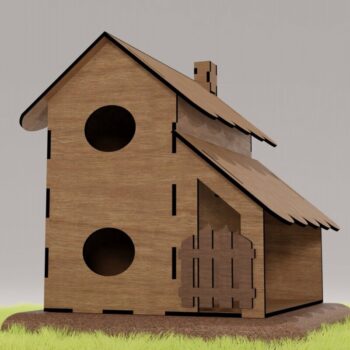 Intra απο ξύλο plywood  Χρώμα wenge 3mm-4mm πάχος - με λέιζερ DIY Birdhouse Δίασταση 20x20 cm INTRAFABR-112888982 - Image 9