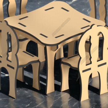Intra απο ξύλο plywood  Χρώμα wenge 3mm-4mm πάχος - Σετ γραφείου και μίνι καρέκλας DIY Dollhouse Δίασταση 4x4 cm INTRAFABR-125095223 - Image 1