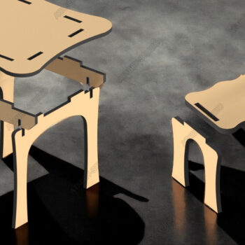 Intra απο ξύλο plywood  Χρώμα wenge 3mm-4mm πάχος - Σετ γραφείου και μίνι καρέκλας DIY Dollhouse Δίασταση 4x4 cm INTRAFABR-125095223 - Image 2