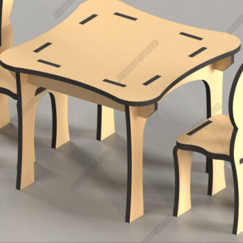 Intra απο ξύλο plywood  Χρώμα wenge 3mm-4mm πάχος - Σετ γραφείου και μίνι καρέκλας DIY Dollhouse Δίασταση 4x4 cm INTRAFABR-125095223 - Image 5