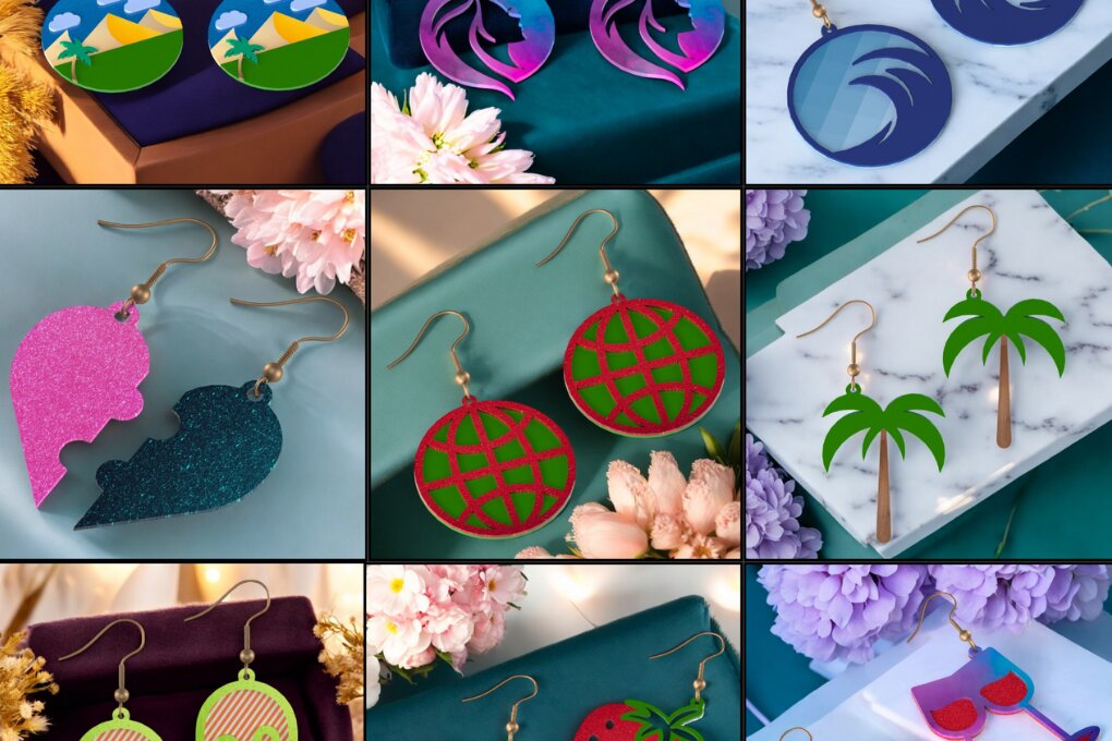 Intra απο ξύλο plywood  Χρώμα wenge 3mm-4mm πάχος - Σχέδια σκουλαρίκια DIY 183 Δίασταση 3x3 cm INTRAFABR-120521268