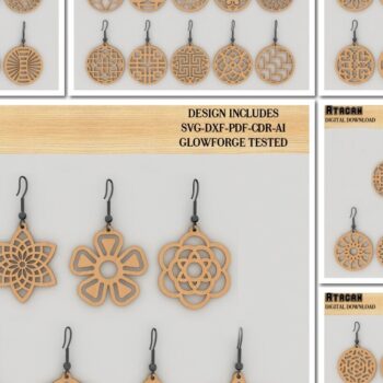 Intra απο ξύλο plywood  Χρώμα wenge 3mm-4mm πάχος - Πρότυπα κοπής λέιζερ με δέσμη σκουλαρίκια DIY Δίασταση 3x3 cm INTRAFABR-69084187 - Image 1