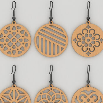 Intra απο ξύλο plywood  Χρώμα wenge 3mm-4mm πάχος - Πρότυπα κοπής λέιζερ με δέσμη σκουλαρίκια DIY Δίασταση 3x3 cm INTRAFABR-69084187 - Image 2