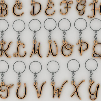 Intra απο ξύλο plywood  Χρώμα wenge 3mm-4mm πάχος - Σετ μπρελόκ DIY Letter για G Δίασταση 4x4 cm INTRAFABR-123329654 - Image 4