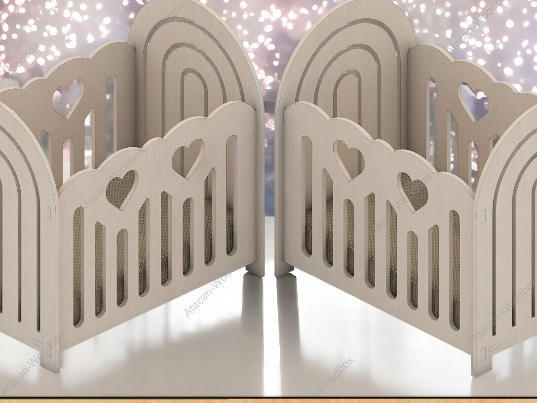 Intra απο ξύλο plywood  Χρώμα wenge 3mm-4mm πάχος - με λέιζερ DIY Mini Rainbow Cradle Δίασταση 4x4 cm INTRAFABR-104776817