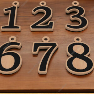 Intra απο ξύλο plywood  Χρώμα wenge 3mm-4mm πάχος - Σετ αρχείων κοπής με λέιζερ με μπρελόκ DIY Numbers Δίασταση 4x4 cm INTRAFABR-106333700