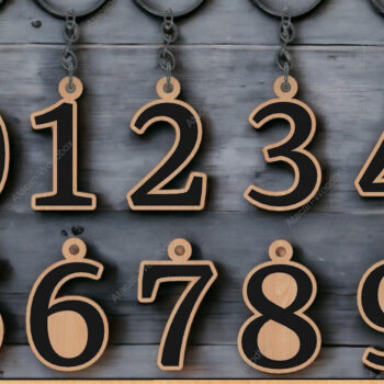 Intra απο ξύλο plywood  Χρώμα wenge 3mm-4mm πάχος - Σετ αρχείων κοπής με λέιζερ με μπρελόκ DIY Numbers Δίασταση 4x4 cm INTRAFABR-106333700 - Image 2